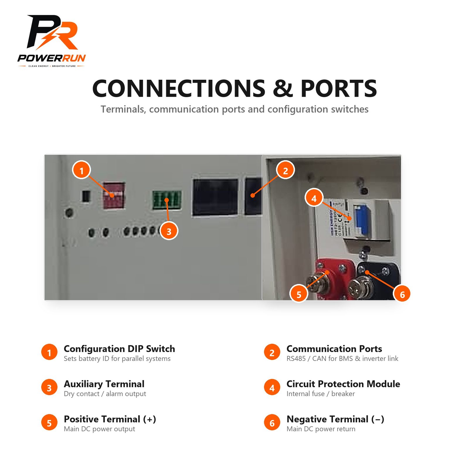 PR LFP Battery 25.6V 280Ah - wiring and connections diagram