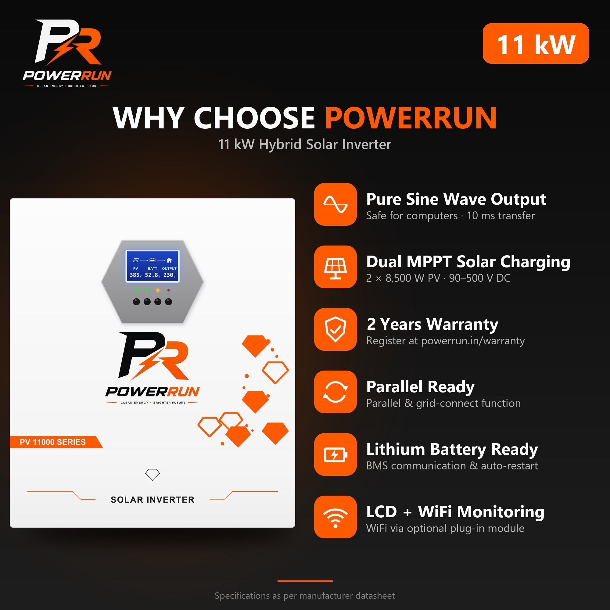 PR Hybrid Inverter 11kW - why choose PowerRun