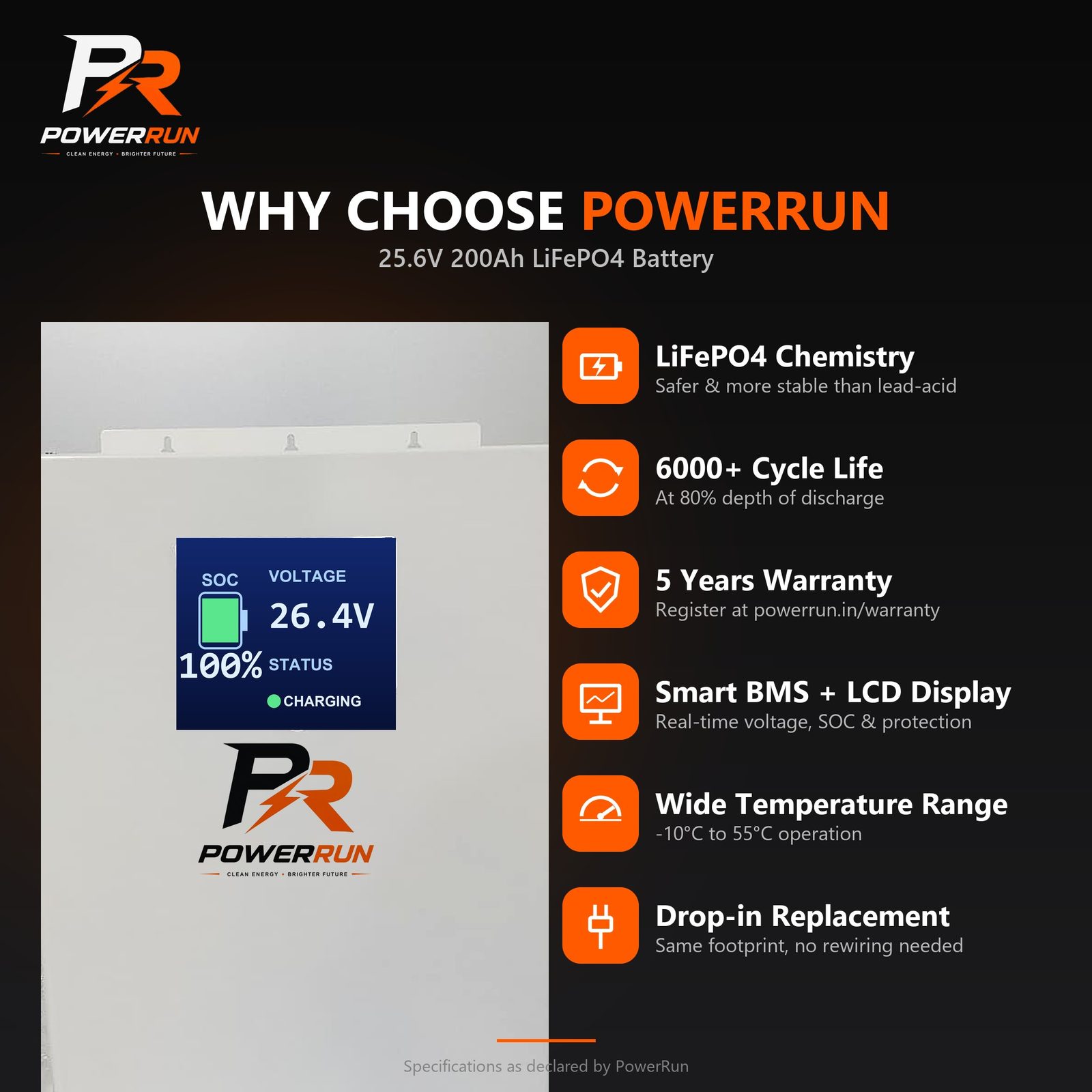PR LFP Battery 25.6V 200Ah - why choose PowerRun