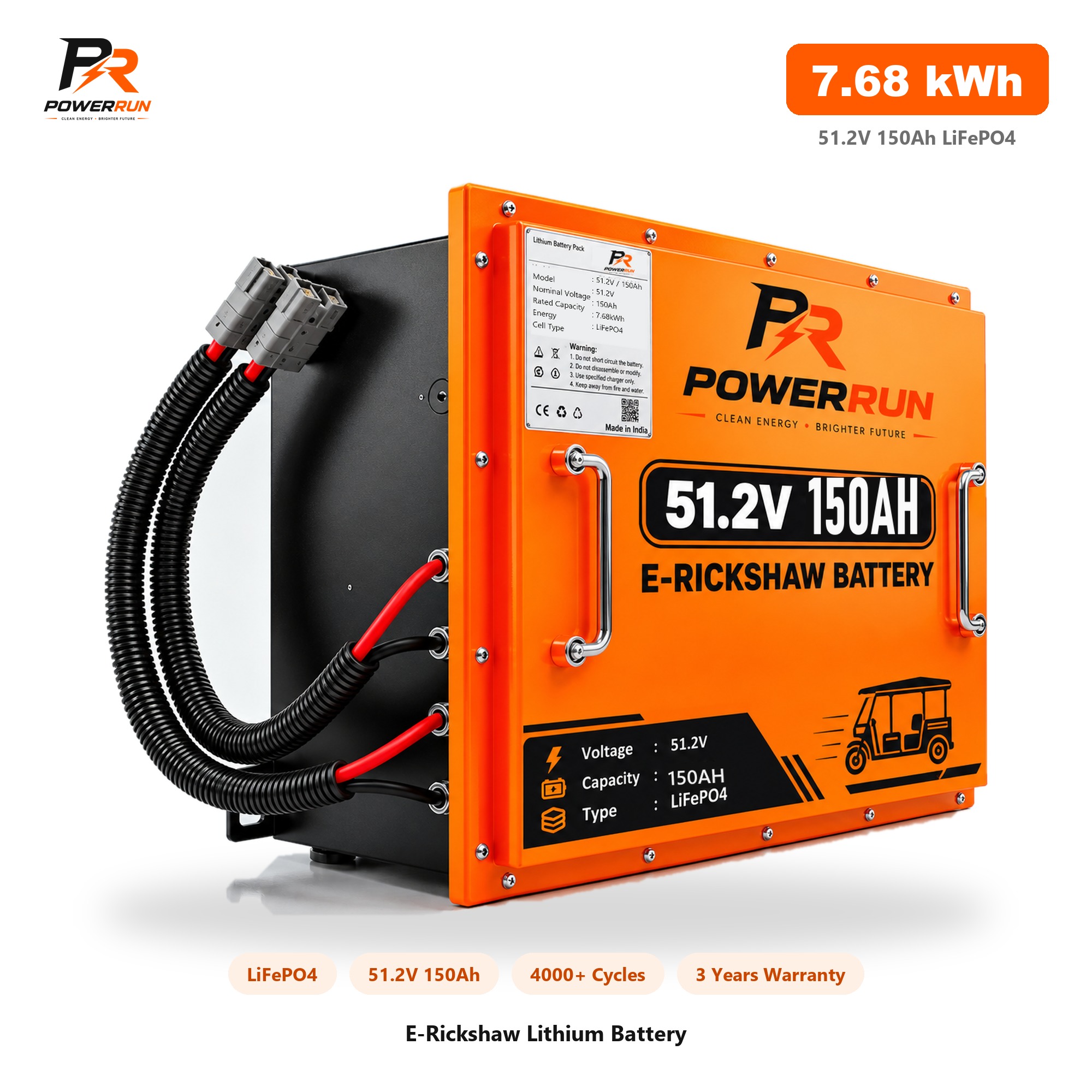 PowerRun PR E-Rickshaw Battery 51.2V 150Ah product photo