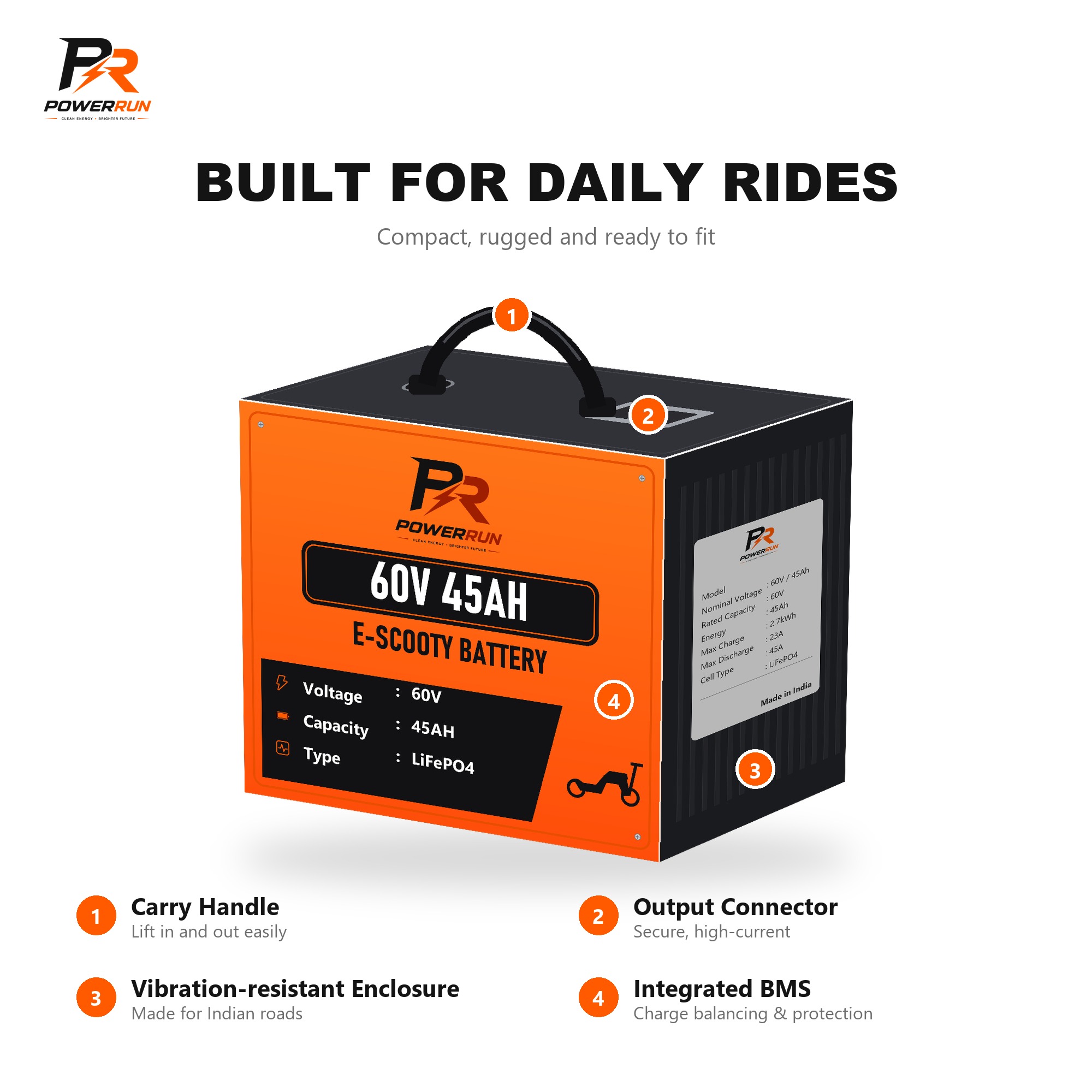 PR E-Scooty Battery 60V 45Ah - internal build and cells
