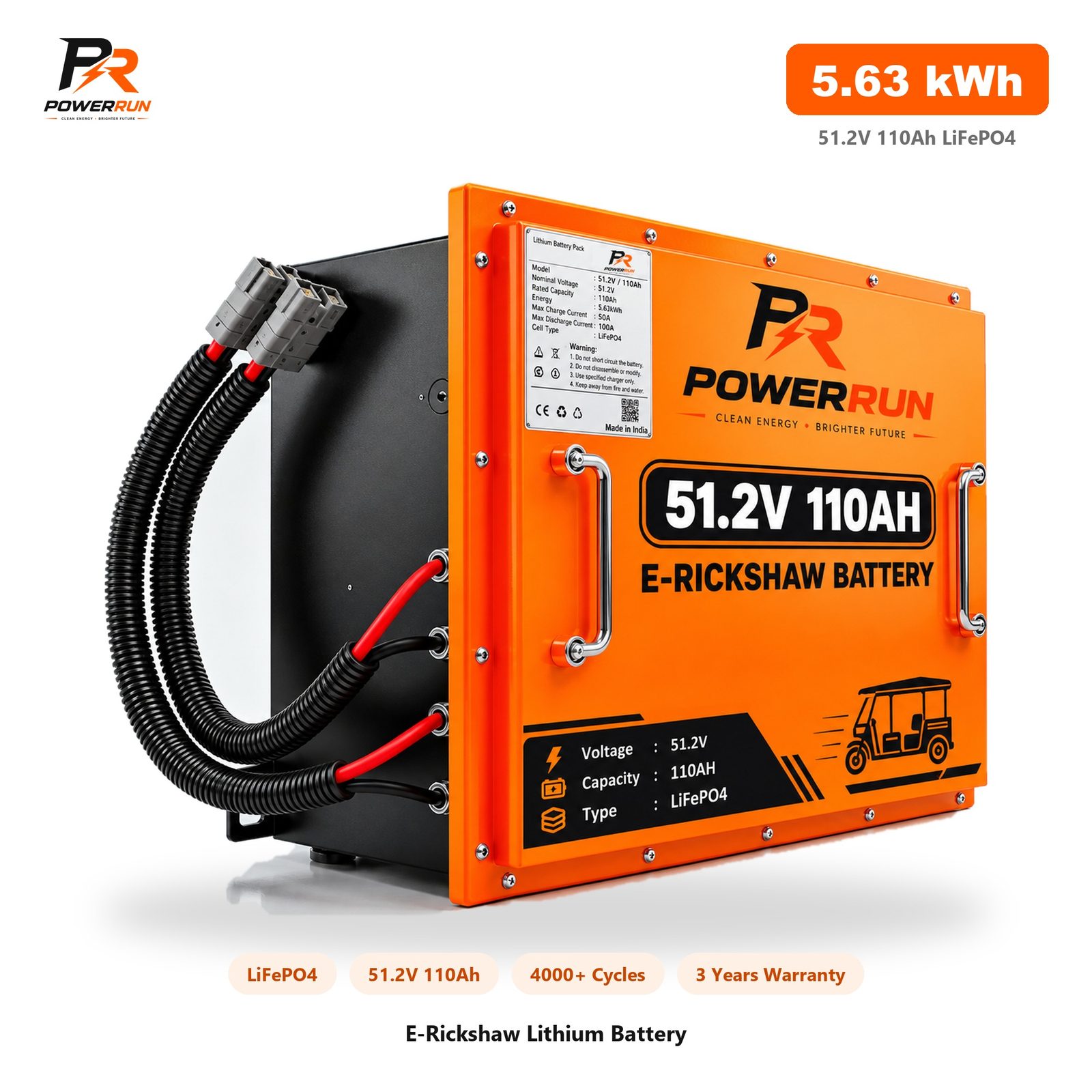 PowerRun PR E-Rickshaw Battery 51.2V 110Ah product photo