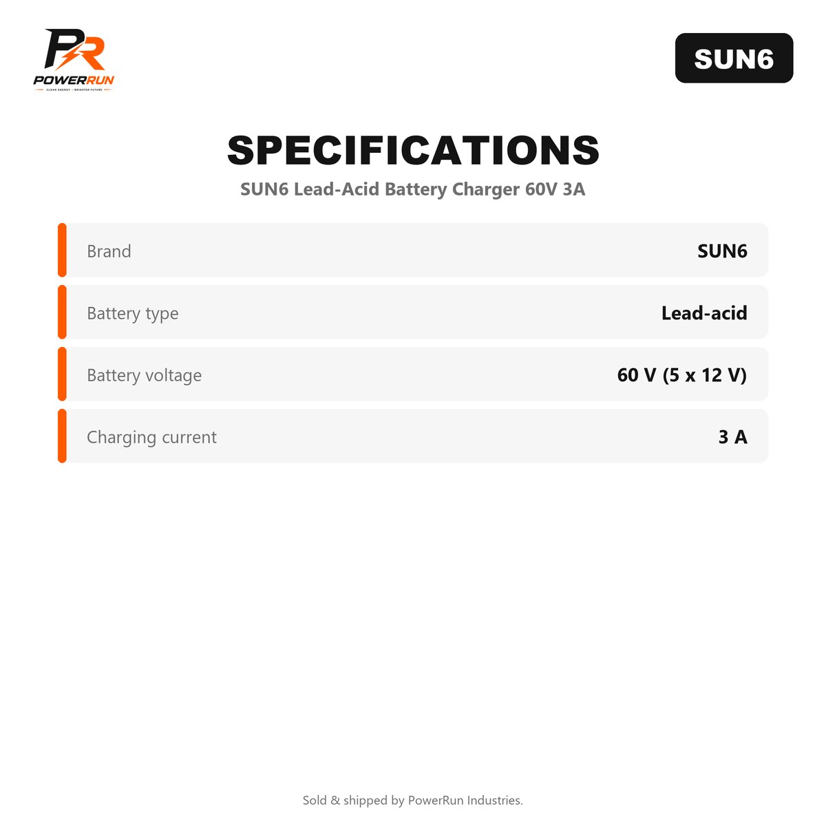 SUN6 Lead-Acid Battery Charger 60V 3A (Battery Chargers) - view 2 of 2