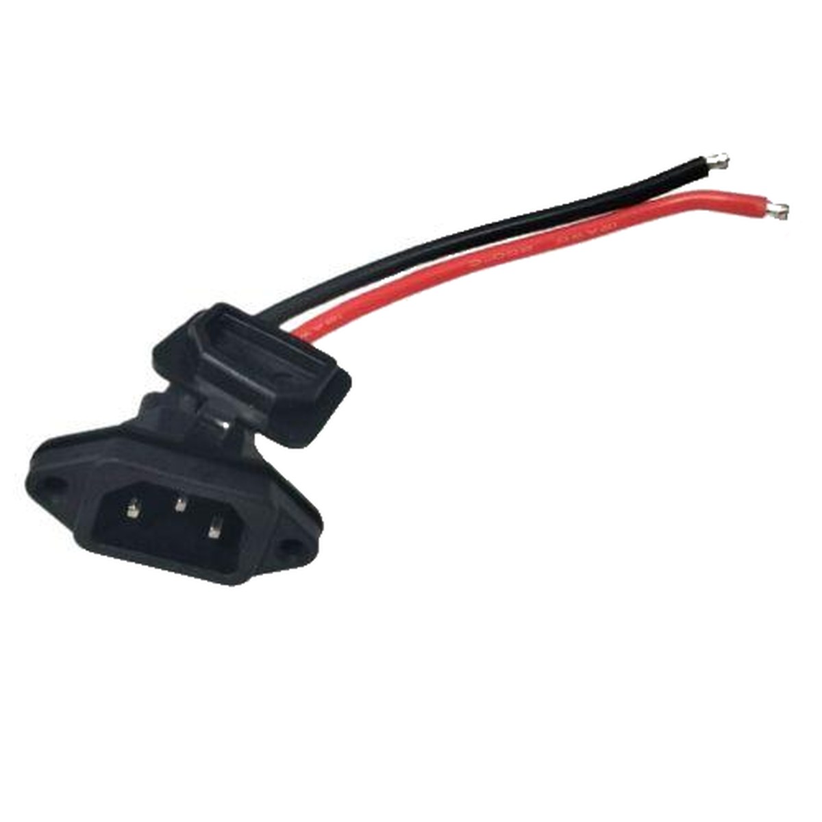 IEC Male Connector with Rubber Cap and 12 AWG Wire - Pack of 5