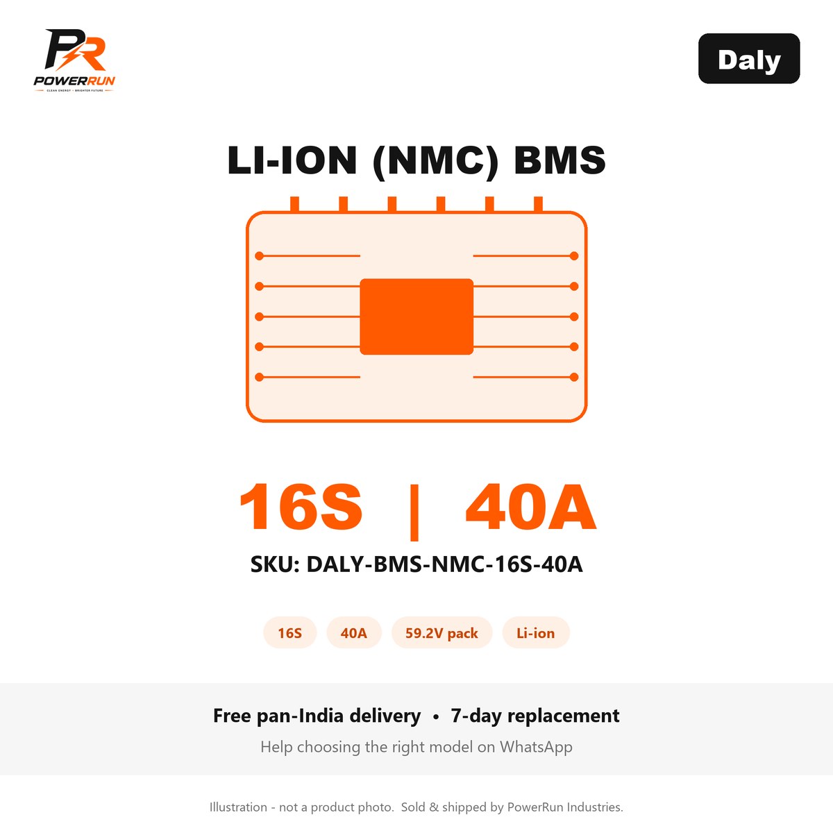 Daly Li-ion (NMC) BMS 16S 40A