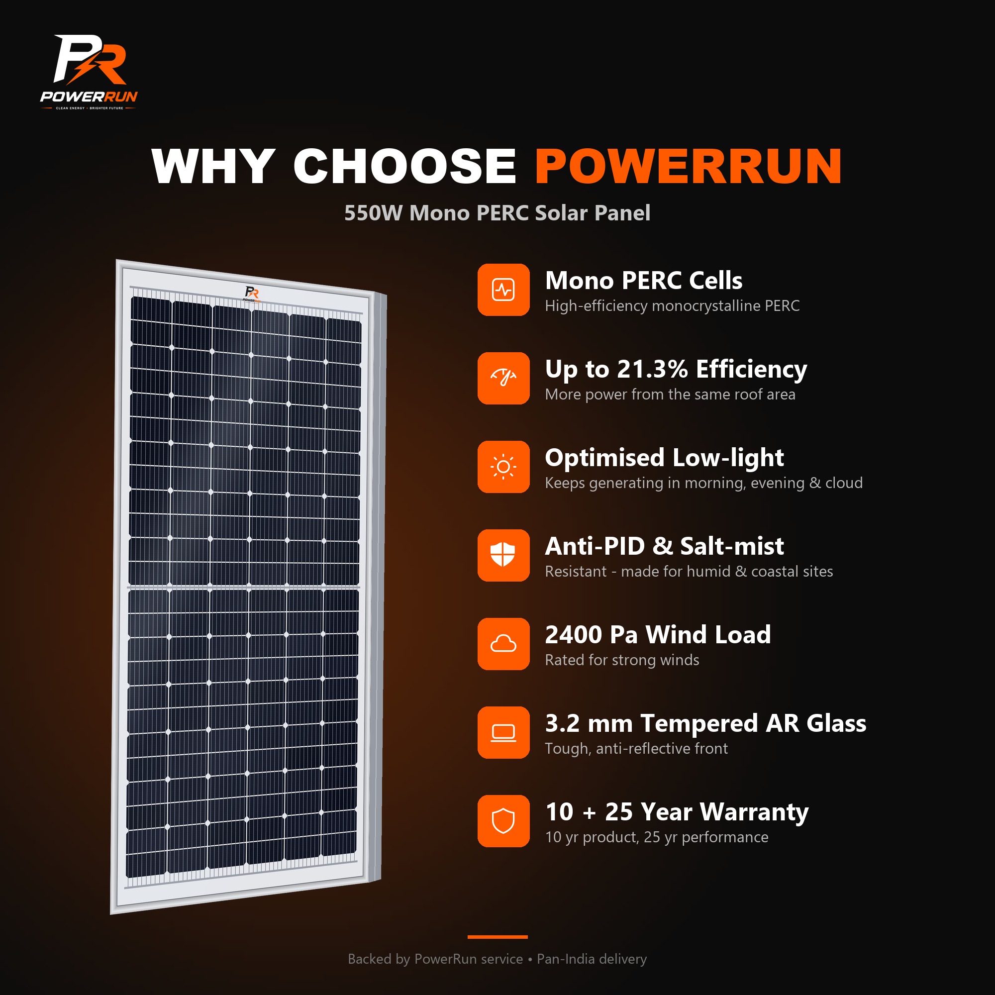 PR Solar Panel 550W - why choose PowerRun