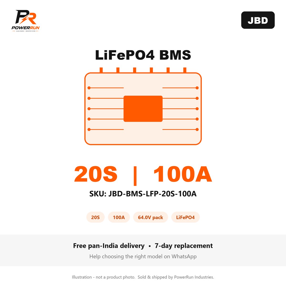 JBD LiFePO4 BMS 20S 100A