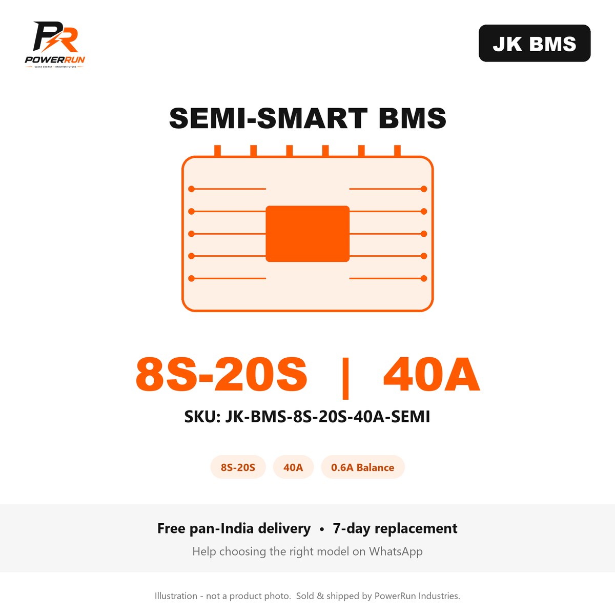 JK Semi-Smart BMS 8S-20S 40A