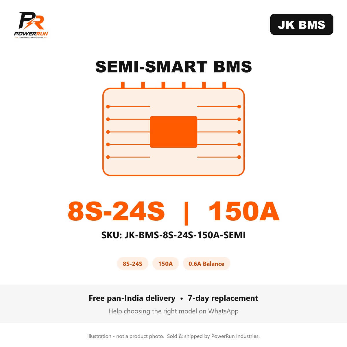 JK Semi-Smart BMS 8S-24S 150A