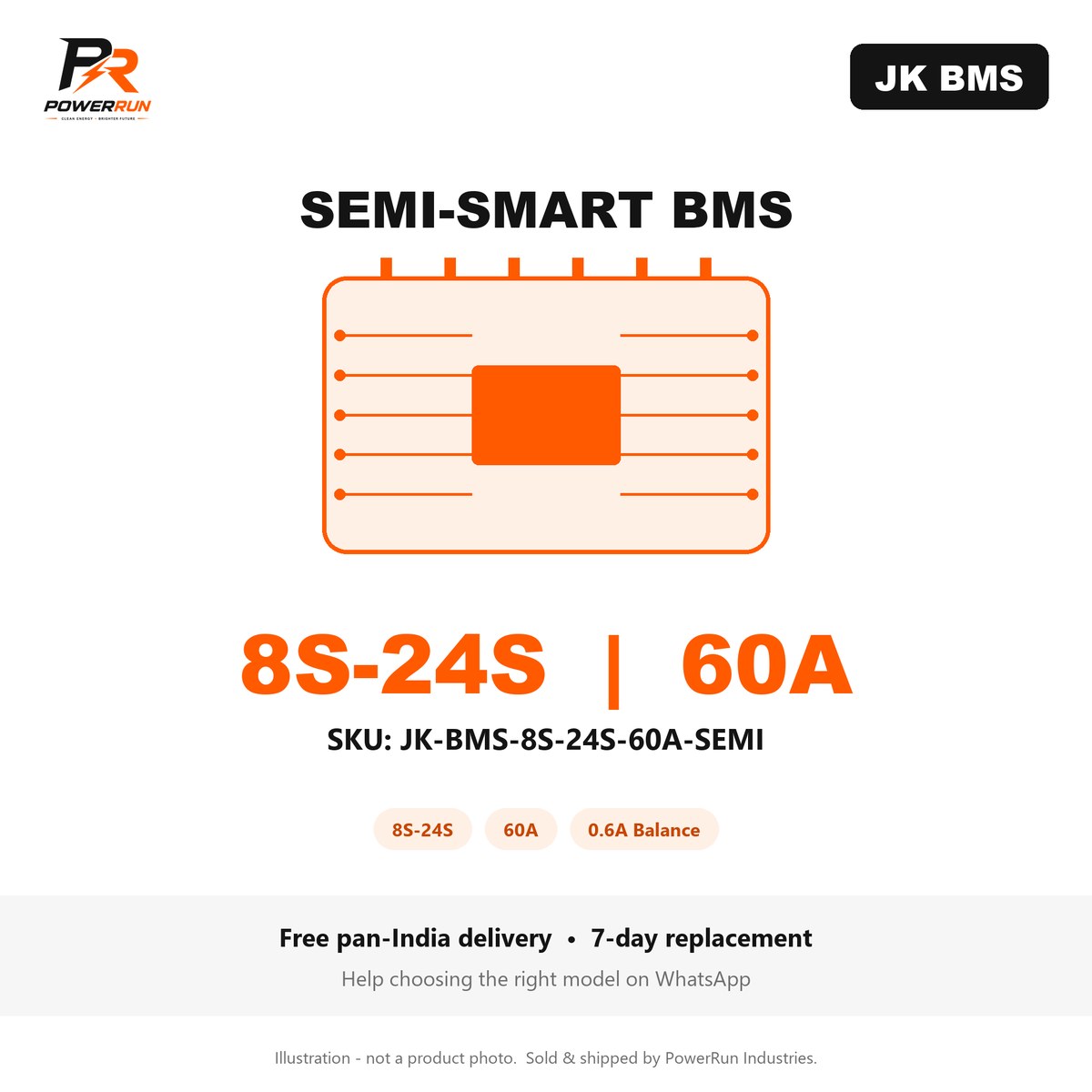 JK Semi-Smart BMS 8S-24S 60A