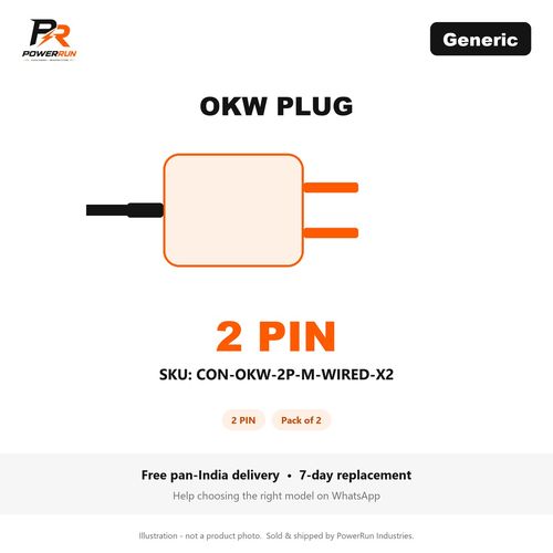 OKW 2-Pin Male Connector with Wire 500 mm - Pack of 2